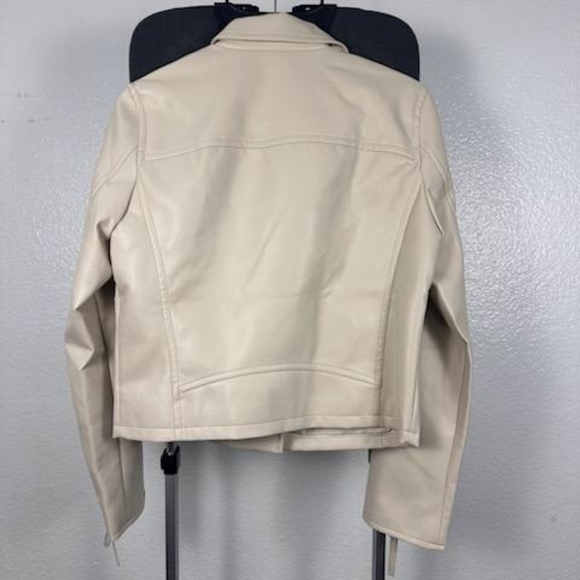 Steve Madden Vinka Faux Leather Motorcycle Jacket Bone Size M - Picture 2 of 9